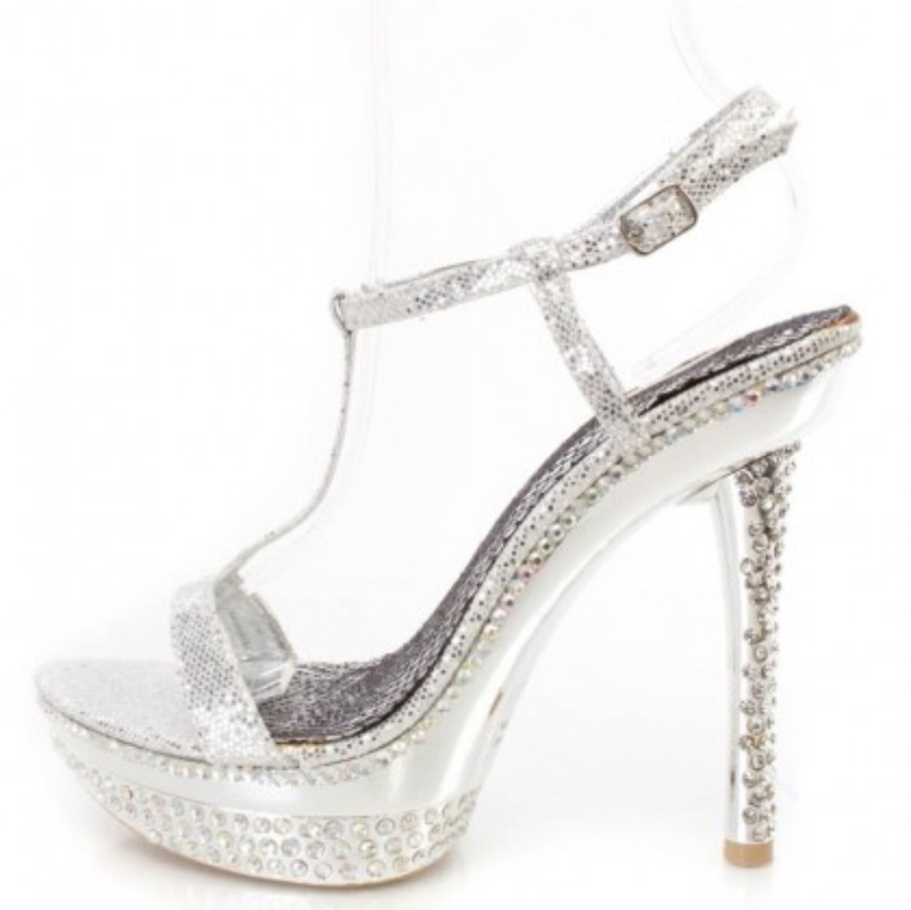 Silver Platform Sandal, wedding, prom, pageant, gala